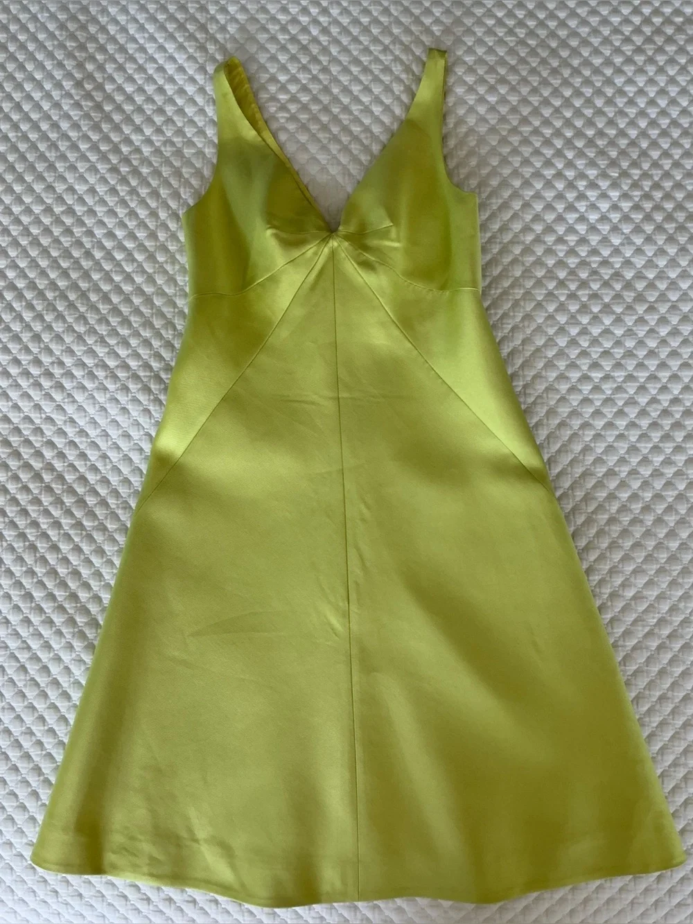 J.Crew Chartreuse Silk Blend Lime Green Sleeveless V-Neck Cocktail Dress 8 - Picture 5 of 15